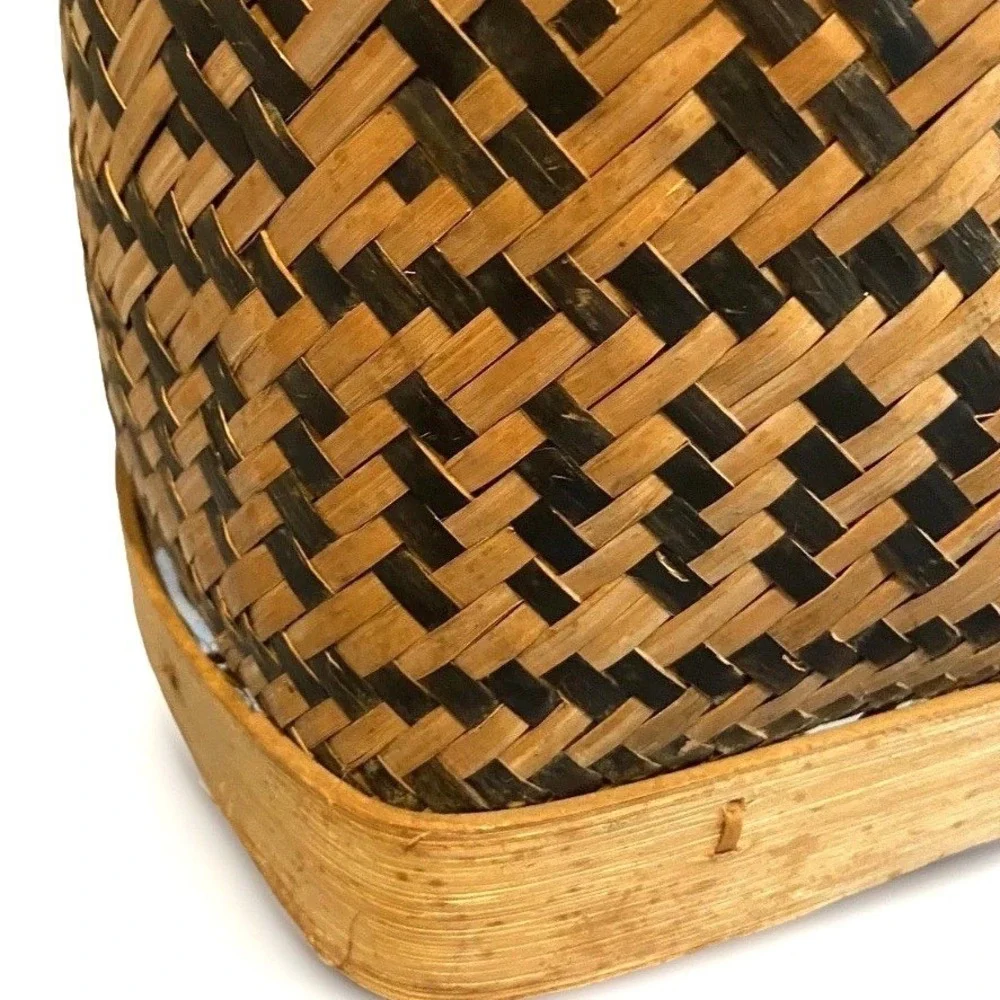 Vtg Philippine Tribal Double Weave Basket Lidded Shoulder Bag Tiruray Ifugao Art